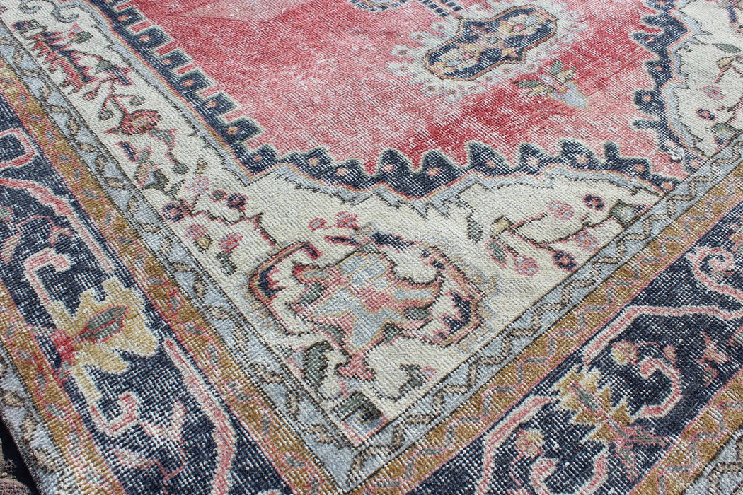 Vintage käsinsolmittu villamatto 185cm x 299cm Isparta Turkey