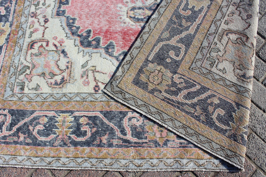 Vintage käsinsolmittu villamatto 185cm x 299cm Isparta Turkey