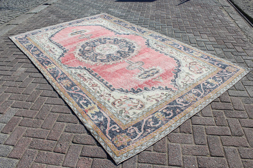 Vintage käsinsolmittu villamatto 185cm x 299cm Isparta Turkey