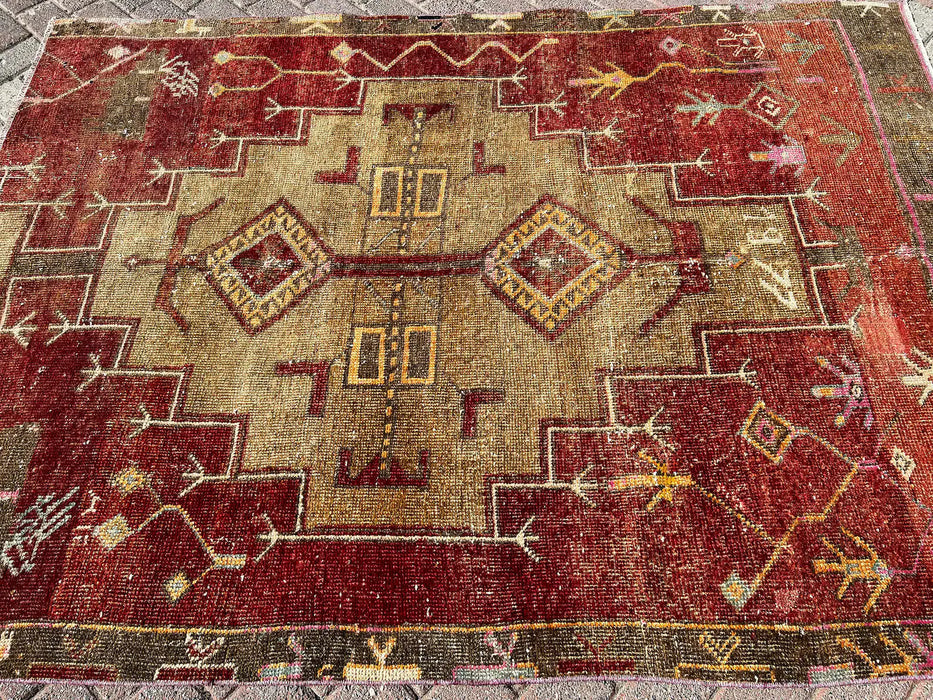 Vintage Hand Knotted Wool Rug 205x151 cm from Turkey