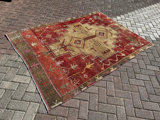 Vintage Hand Knotted Wool Rug 205x151 cm from Turkey