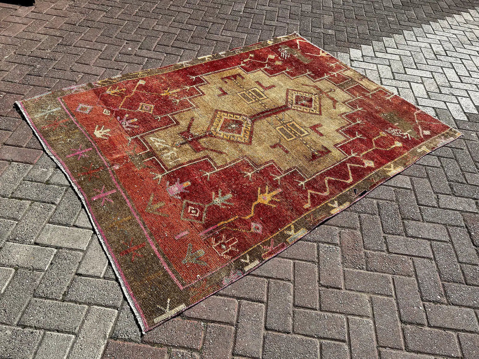 Vintage Hand Knotted Wool Rug 205x151 cm from Turkey