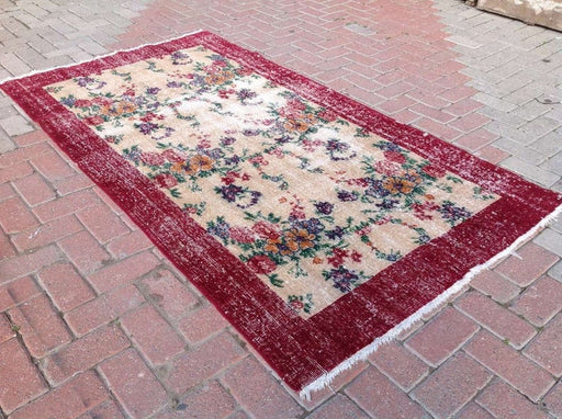 Vintage Hand Knotted Wool Rug 210cm x 115cm Made in Turkey