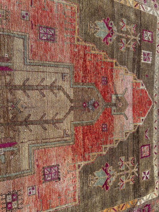 Vintage Hand Knotted Wool Rug 221x180 cm Turkey 1950's