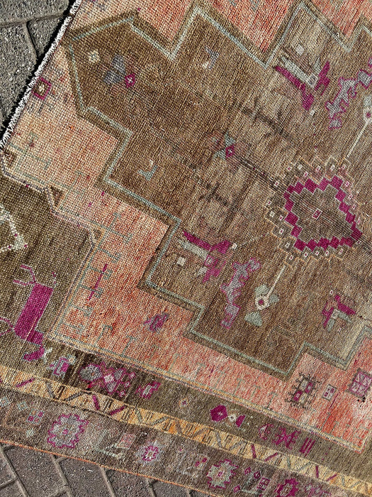 Vintage Hand Knotted Wool Rug 221x180 cm Turkey 1950's