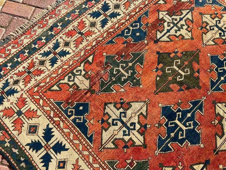 Vintage Hand Knotted Wool Rug 223x198 cm Turkish Design