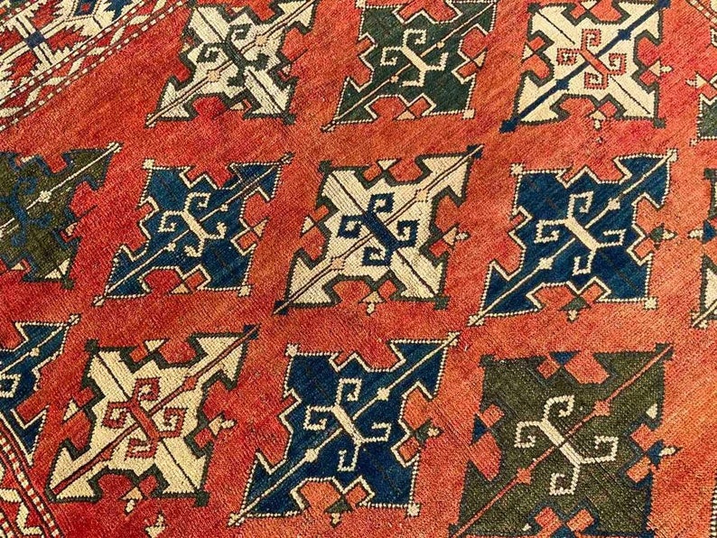 Vintage Hand Knotted Wool Rug 223x198 cm Turkish Design