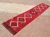 Vintage Hand Knotted Wool Rug 226cm x 63cm Made in Turkey