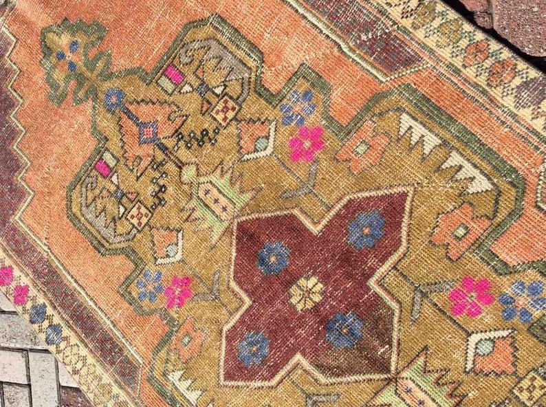 Vintage Hand Knotted Wool Rug 230cm x 130cm From Turkey