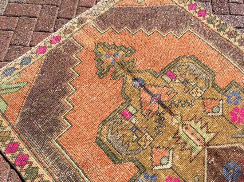 Vintage Hand Knotted Wool Rug 230cm x 130cm From Turkey