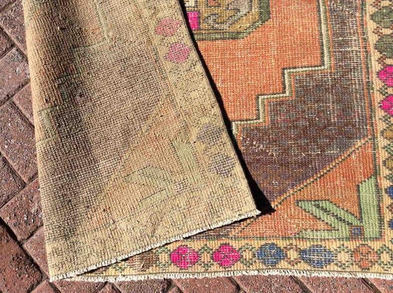 Vintage Hand Knotted Wool Rug 230cm x 130cm From Turkey