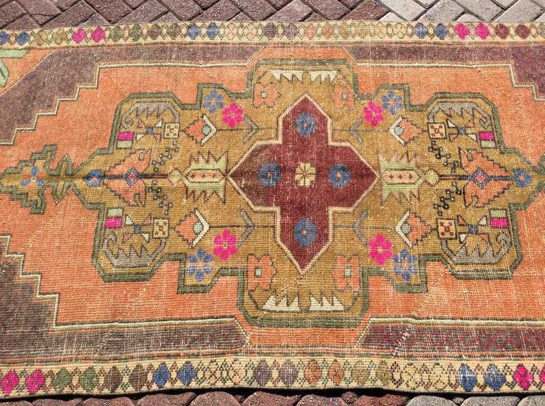 Vintage Hand Knotted Wool Rug 230cm x 130cm From Turkey