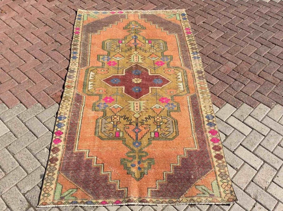 Vintage Hand Knotted Wool Rug 230cm x 130cm From Turkey