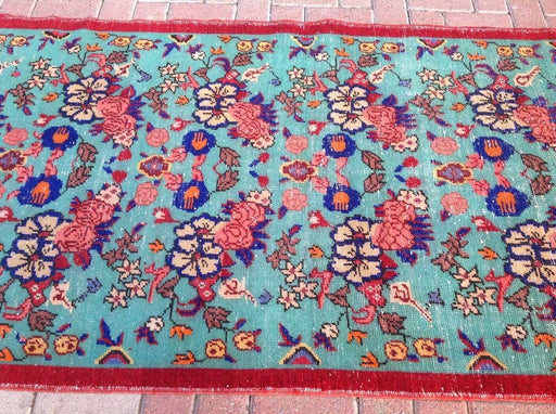 Vintage Hand Knotted Wool Rug 233cm x 104cm from Turkey