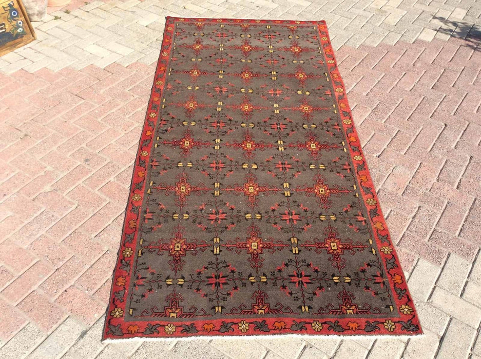 Vintage Hand Knotted Wool Rug 258 cm x 121 cm Turkish Design