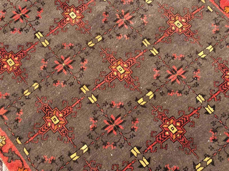 Vintage Hand Knotted Wool Rug 258 cm x 121 cm Turkish Design