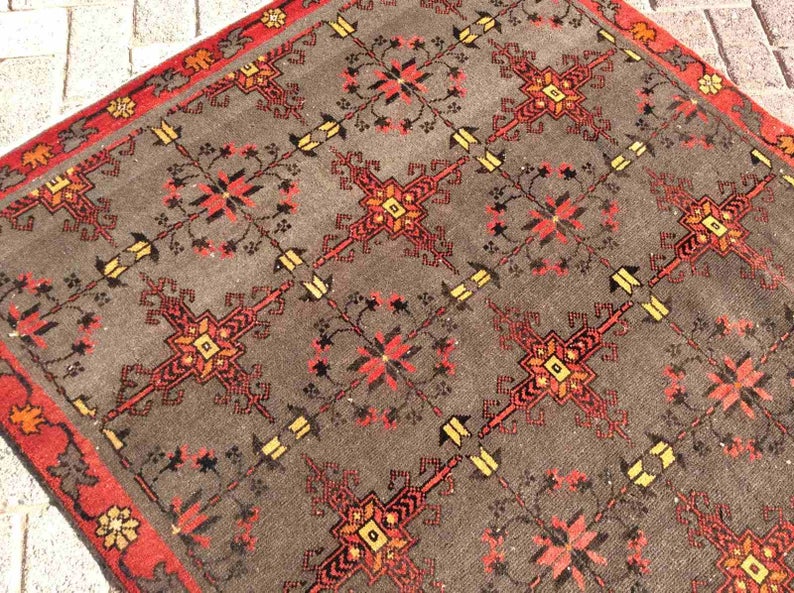 Vintage Hand Knotted Wool Rug 258 cm x 121 cm Turkish Design