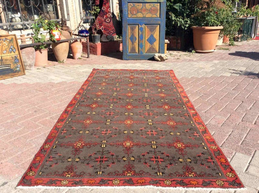 Vintage Hand Knotted Wool Rug 258 cm x 121 cm Turkish Design