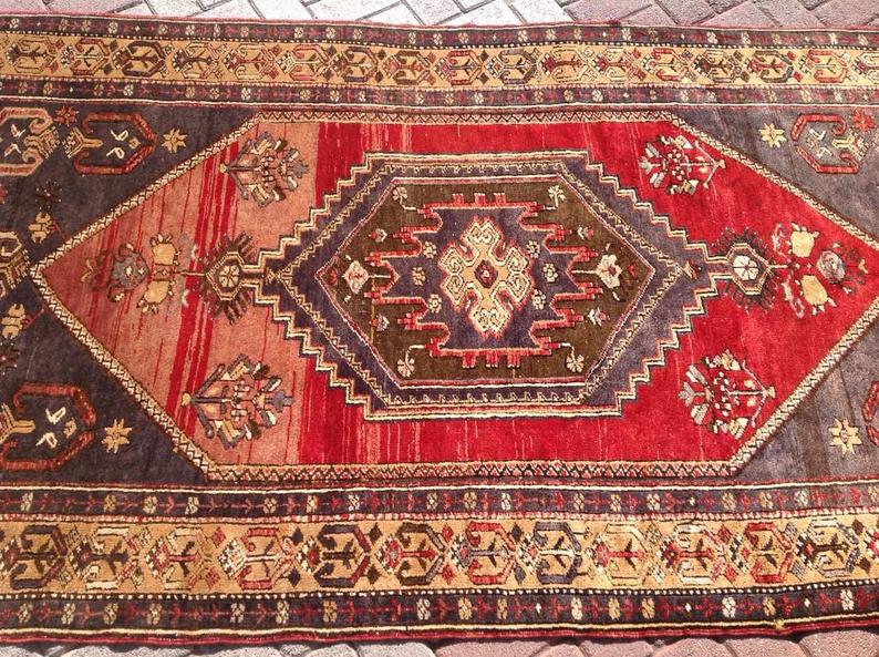 Vintage Hand Knotted Wool Rug 272cm x 129cm Turkey