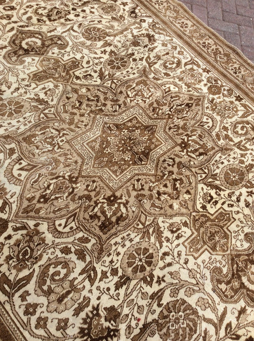 Vintage käsinsolmittu villamatto 297cm x 196cm Isparta Turkey