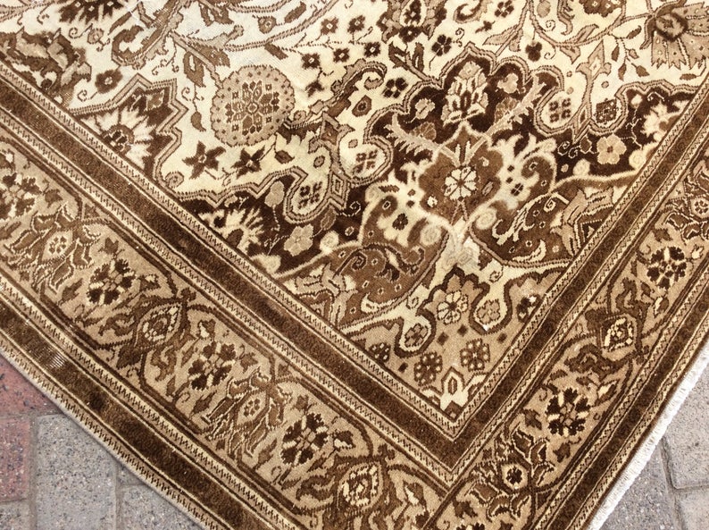 Vintage käsinsolmittu villamatto 297cm x 196cm Isparta Turkey