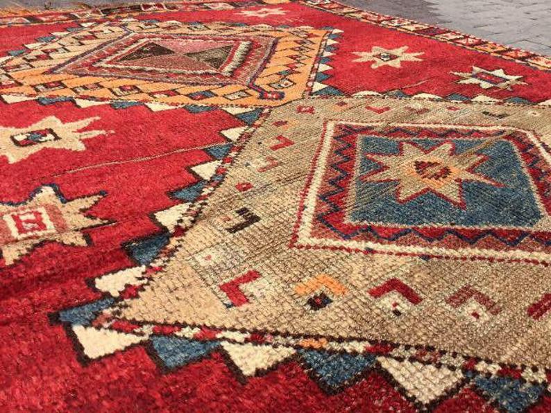 Vintage Hand Knotted Wool Rug 360cm x 188cm Turkish 1950s