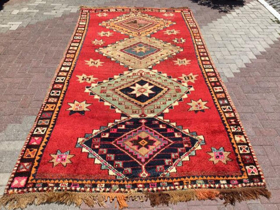 Vintage Hand Knotted Wool Rug 360cm x 188cm Turkish 1950s