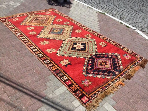 Vintage Hand Knotted Wool Rug 360cm x 188cm Turkish 1950s
