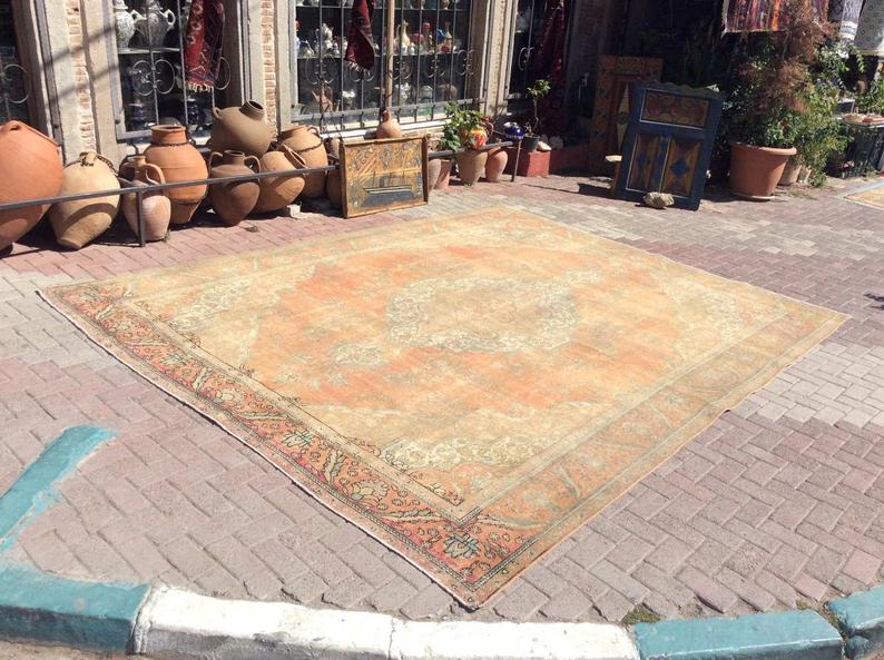 Vintage Hand Knotted Wool Rug 392cm x 302cm from Turkey