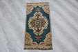 Vintage Hand-Knotted Wool Rug 44x89 cm from Isparta Turkey