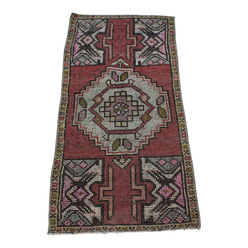Vintage Hand-Knotted Wool Rug 47cm x 95cm Isparta Turkey