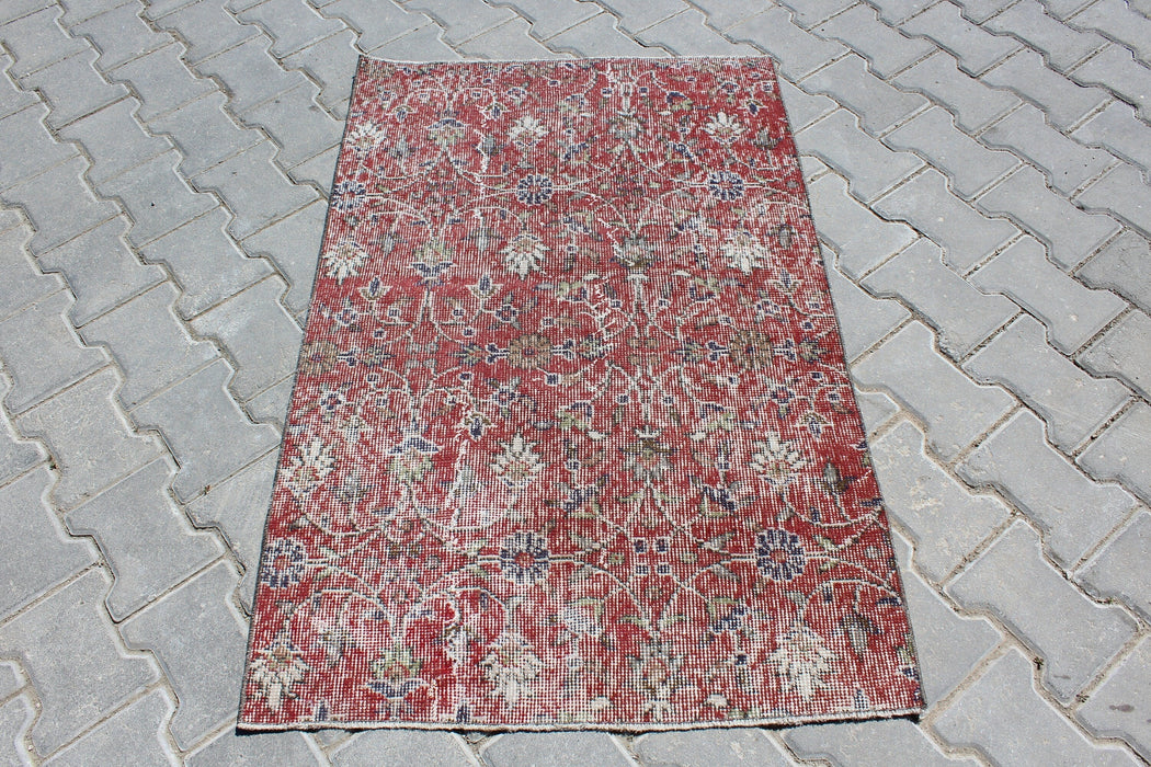 Vintage käsinsolmittu villamatto 80 x 123 cm Isparta Turkey