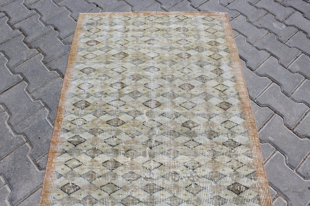 Vintage käsinsolmittu villamatto 82x152cm Isparta Turkey