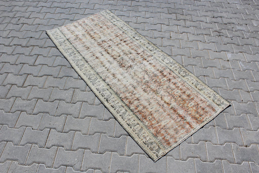 Vintage Hand-Knotted Wool Rug 89 x 193 cm Isparta Turkey