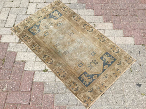 Vintage Handknotted Rug 117cm x 68cm Distressed Design
