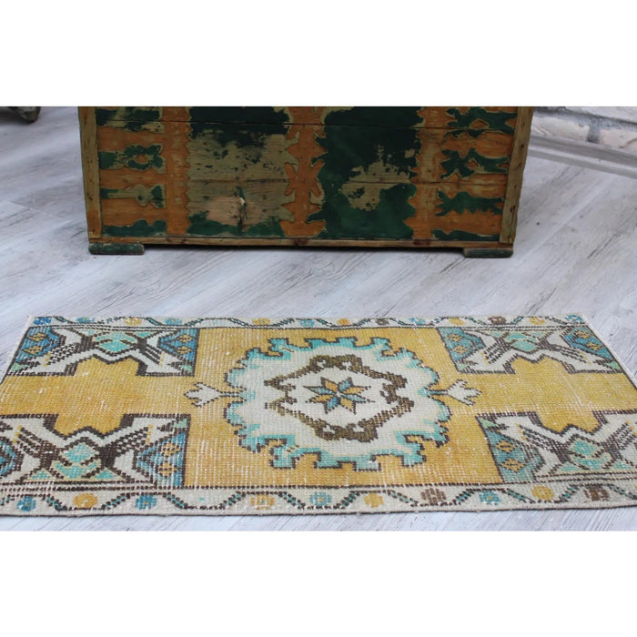 Vintage handgemaakt Turks tapijt 46 x 86 cm