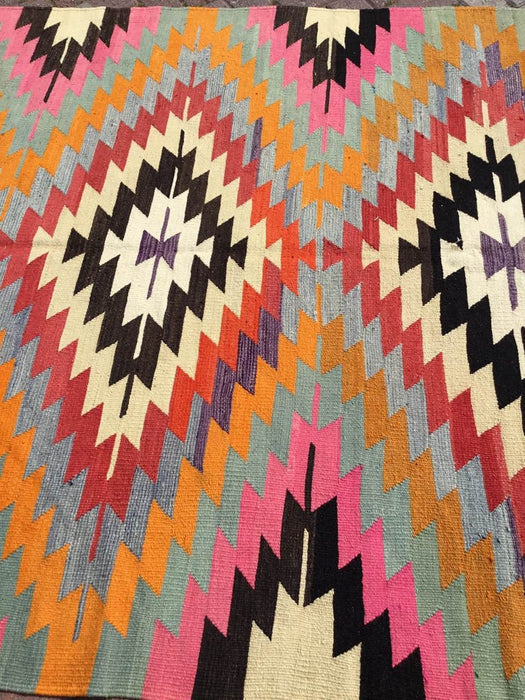 Vintage käsinkudottu Bohemian matto 215cm x 162cm Ainutlaatuinen muotoilu