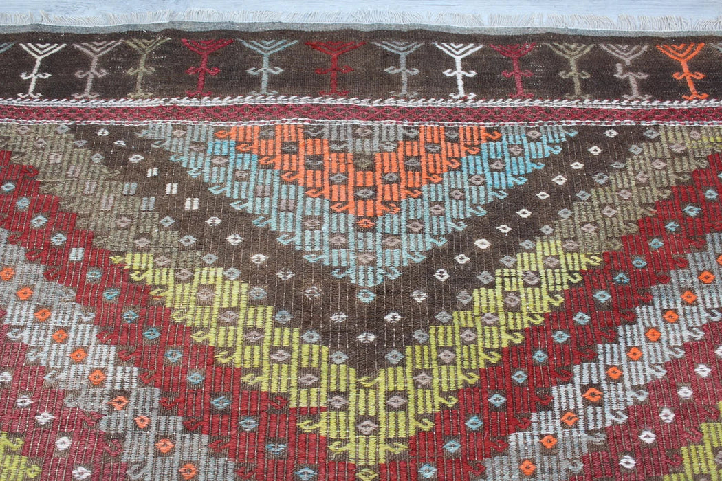 Vintage Handwoven Cicim Kilim Rug 182cm x 249cm