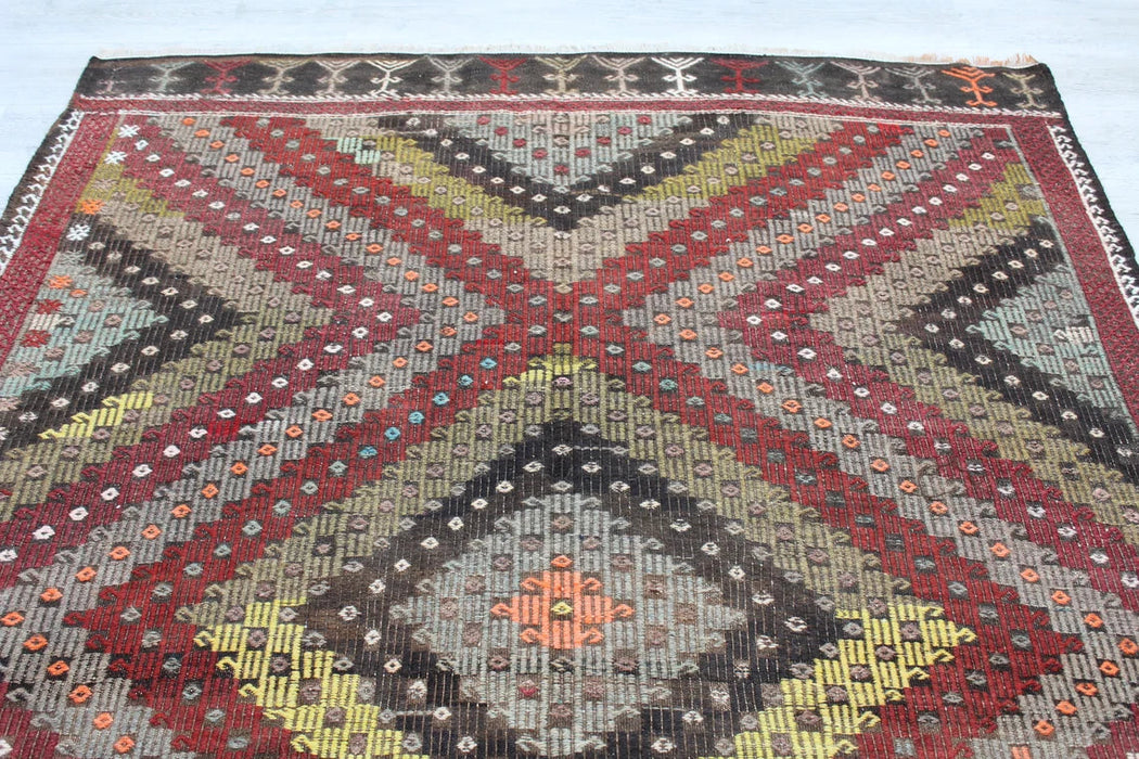 Vintage Handwoven Cicim Kilim Rug 182cm x 249cm