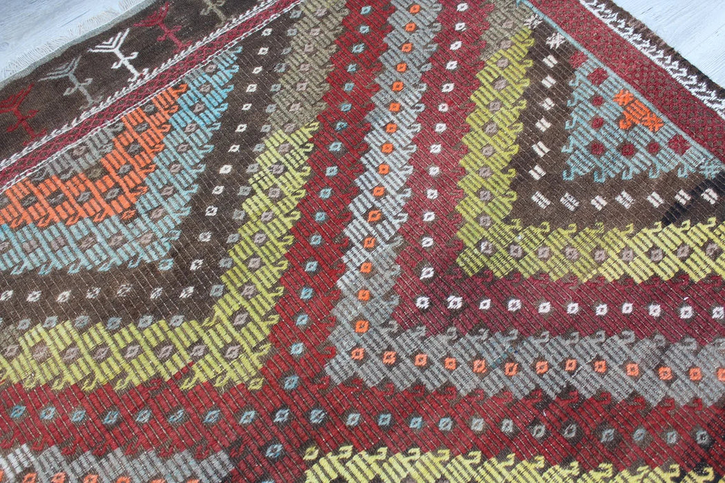 Vintage Handwoven Cicim Kilim Rug 182cm x 249cm