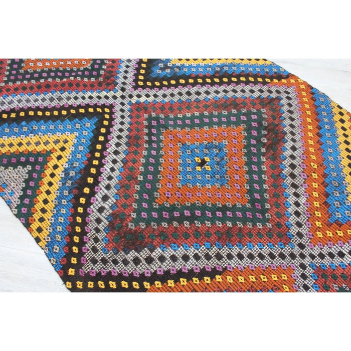 Vintage Handwoven Kilim 130Cm x 320Cm Wool Cotton Carpet