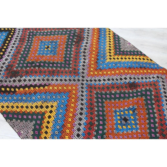 Vintage Handwoven Kilim 130Cm x 320Cm Wool Cotton Carpet