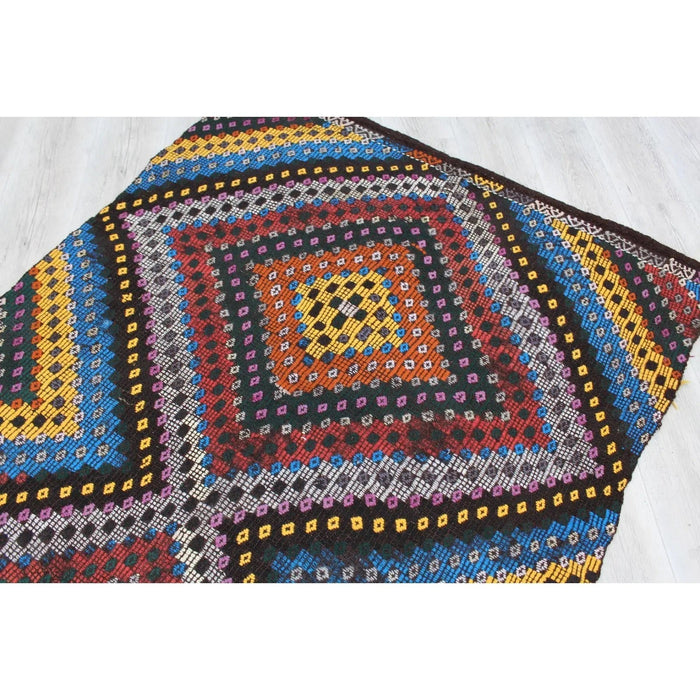 Vintage Handwoven Kilim 130Cm x 320Cm Wool Cotton Carpet