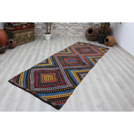 Vintage Handwoven Kilim 130Cm x 320Cm Wool Cotton Carpet