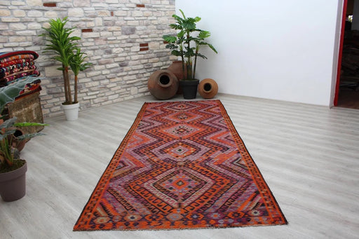 Vintage Handwoven Kilim 338cm x 141cm Wool Cotton