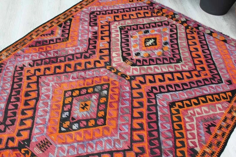 Vintage Handwoven Kilim 338cm x 141cm Wool Cotton