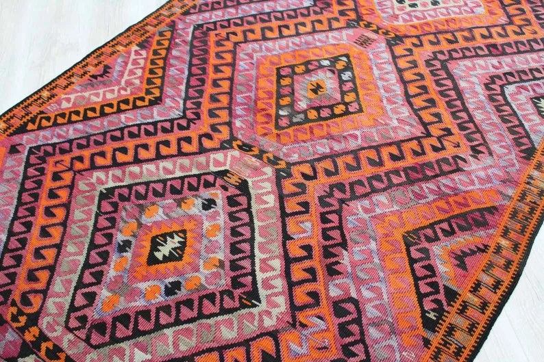Vintage Handwoven Kilim 338cm x 141cm Wool Cotton