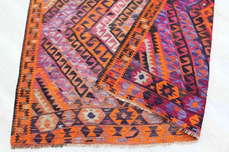 Vintage Handwoven Kilim 338cm x 141cm Wool Cotton