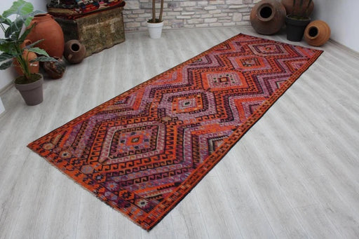 Vintage Handwoven Kilim 338cm x 141cm Wool Cotton