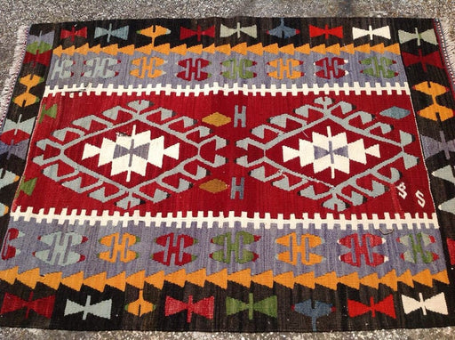 Vintage Handwoven Kilim Rug 128cm x 94cm Unique Design